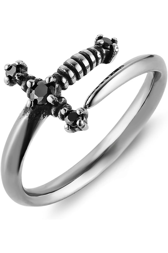 Sword Ring for Men Women Stainless Steel Retro Gothic Punk Knight Dagger Rings Jewelry Gift