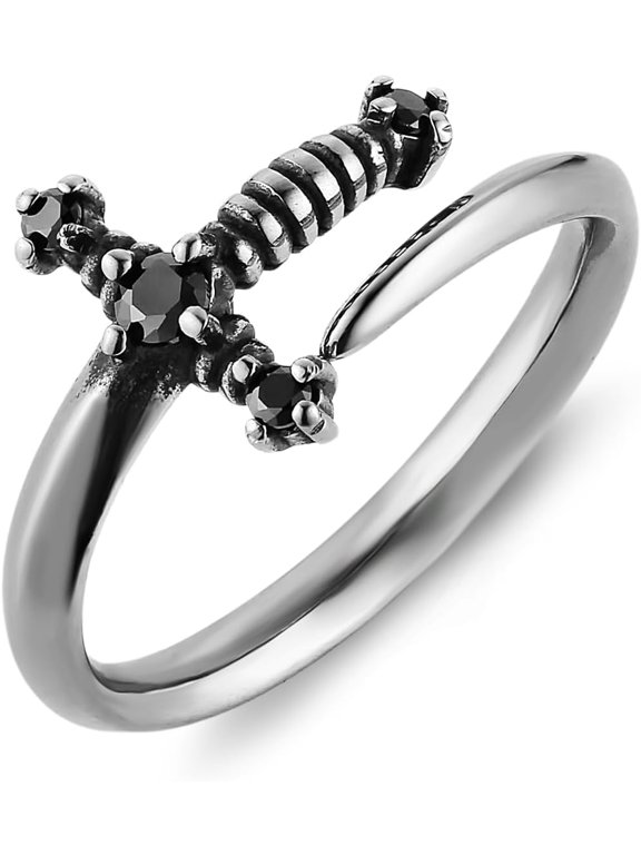 Sword Ring for Men Women Stainless Steel Retro Gothic Punk Knight Dagger Rings Jewelry Gift