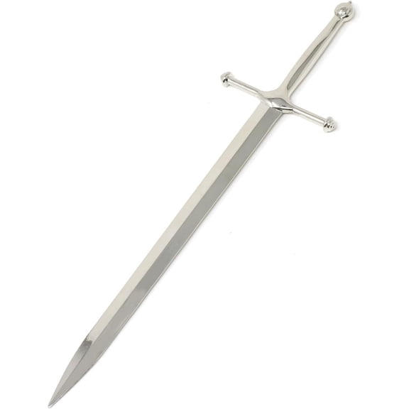 Sword Shaped Zinc Alloy Silver Tone Letter Opener Knife Smooth Handle Envelope Opener Home and Office Mail Supplies