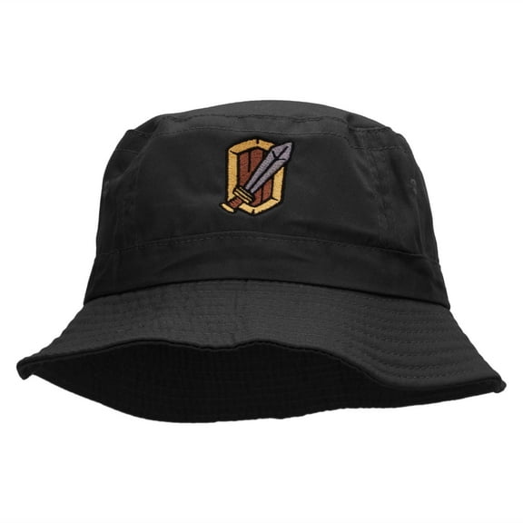Sword & Shield Embroidered Bucket Hat - Black OSFM