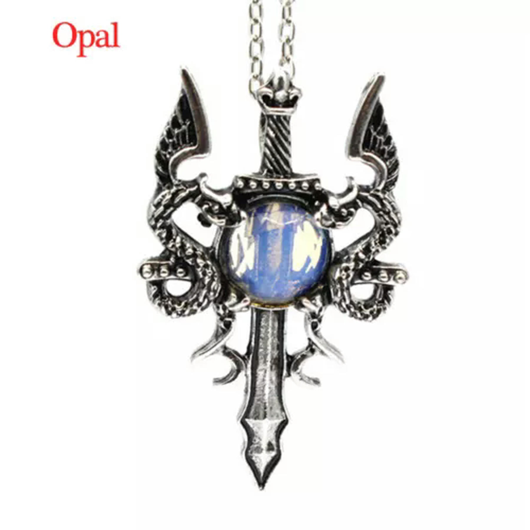 Dragons wrapped around sword medieval renaissance silver finish pendant necklace best sale