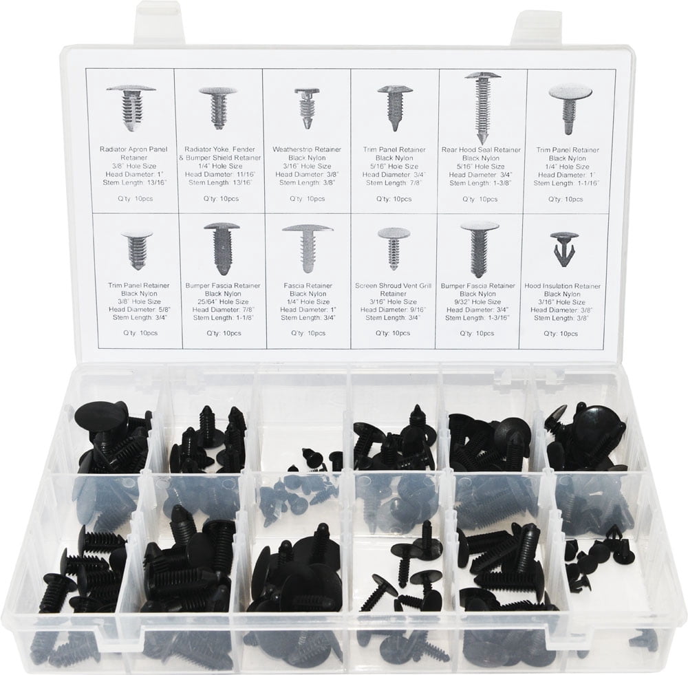 Swordfish 60660 120pc Universal Auto Body Shield Retainer Fastener Clip ...