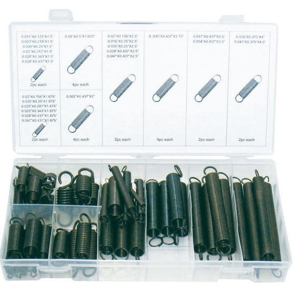 Swordfish 32020 54pc Extension Spring Assortment, MultiSize Steel Extension Springs for Automotive, Mechanical & Hardware Applications
