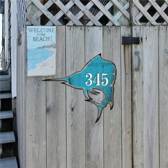 Swordfish Coastal House Number Sign by G. DeBrekht | Coastal Sea-Life D�cor - MA985492