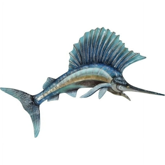 Swordfish Wall Art Blue White Capiz Nautical Decor