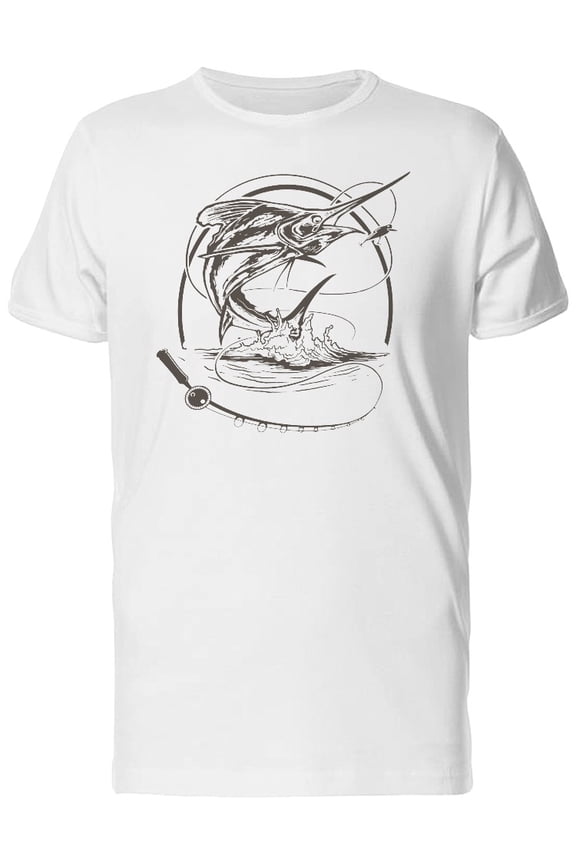 Swordfish With Fishing Rod T-Shirt Men -Image by Shutterstock, Male Small