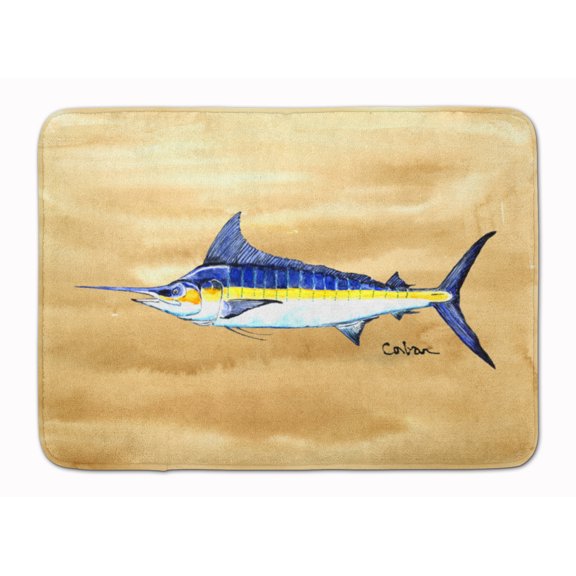 Swordfish on Sandy Beach Machine Washable Memory Foam Mat