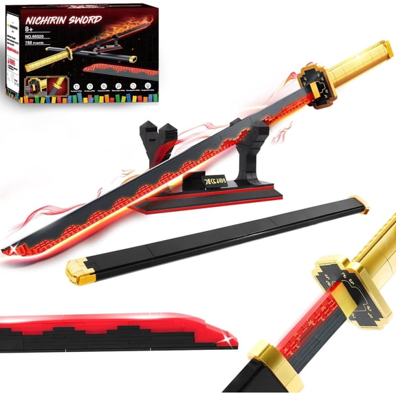 Swords Building Sets for Boys 8-14, 39in Tsugikuni Yoriichi Sword Building Block with Scabbard and Stand, Anime Sword Building Toy Gift Katana, 788 Pcs