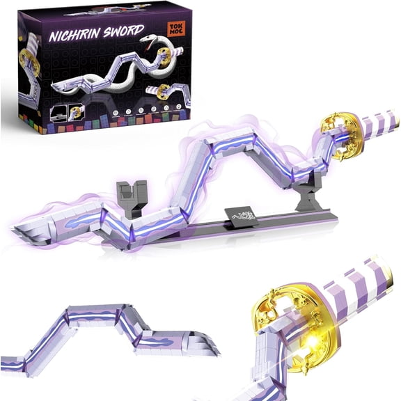 Swords Building Sets for Adults, 34in Iguro Obanai Sword Building Block with Stand, Anime Sword Building Toy Katana,836 Pcs