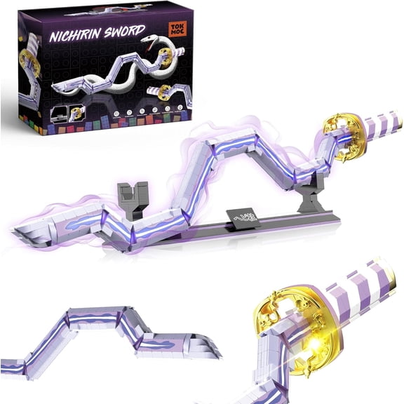 Swords Building Sets for Adults, 34in Iguro Obanai Sword Building Block with Stand, Anime Sword Building Toy Katana Gift, 836 Pcs