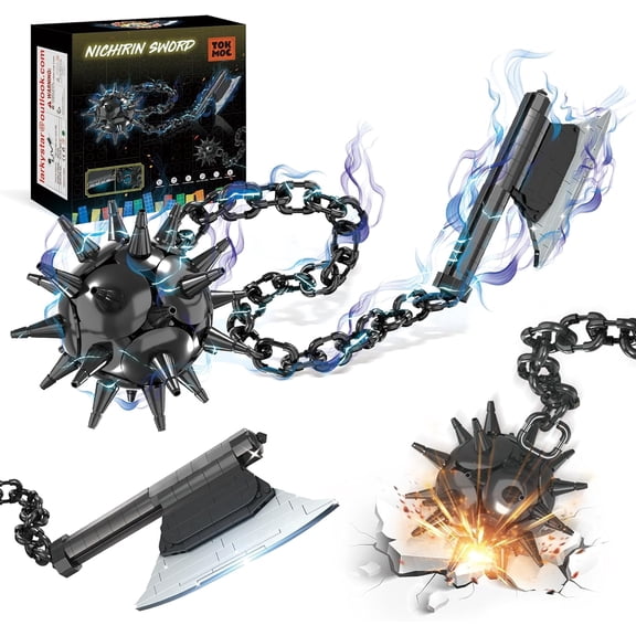 Swords Building Sets for Adults, 42in Himejima Gyomei Axe & Meteor Hammer Building Block, Anime Sword Building Toy Katana, 826 Pcs