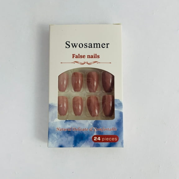 Swosamer 24 Pcs Artificial fingernails, Reusable False Nails, Red Acrylic Short Press On Nails