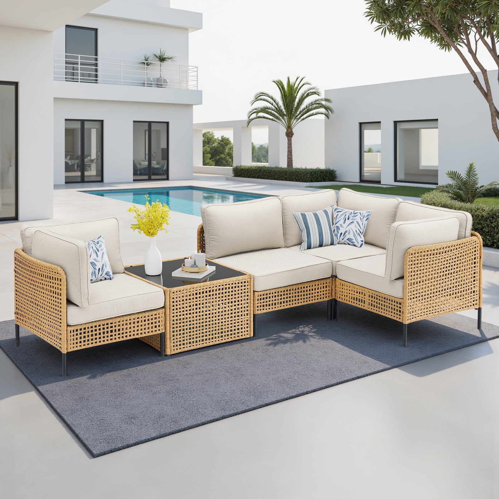 Water Resistant Outdoor Wicker Sectional