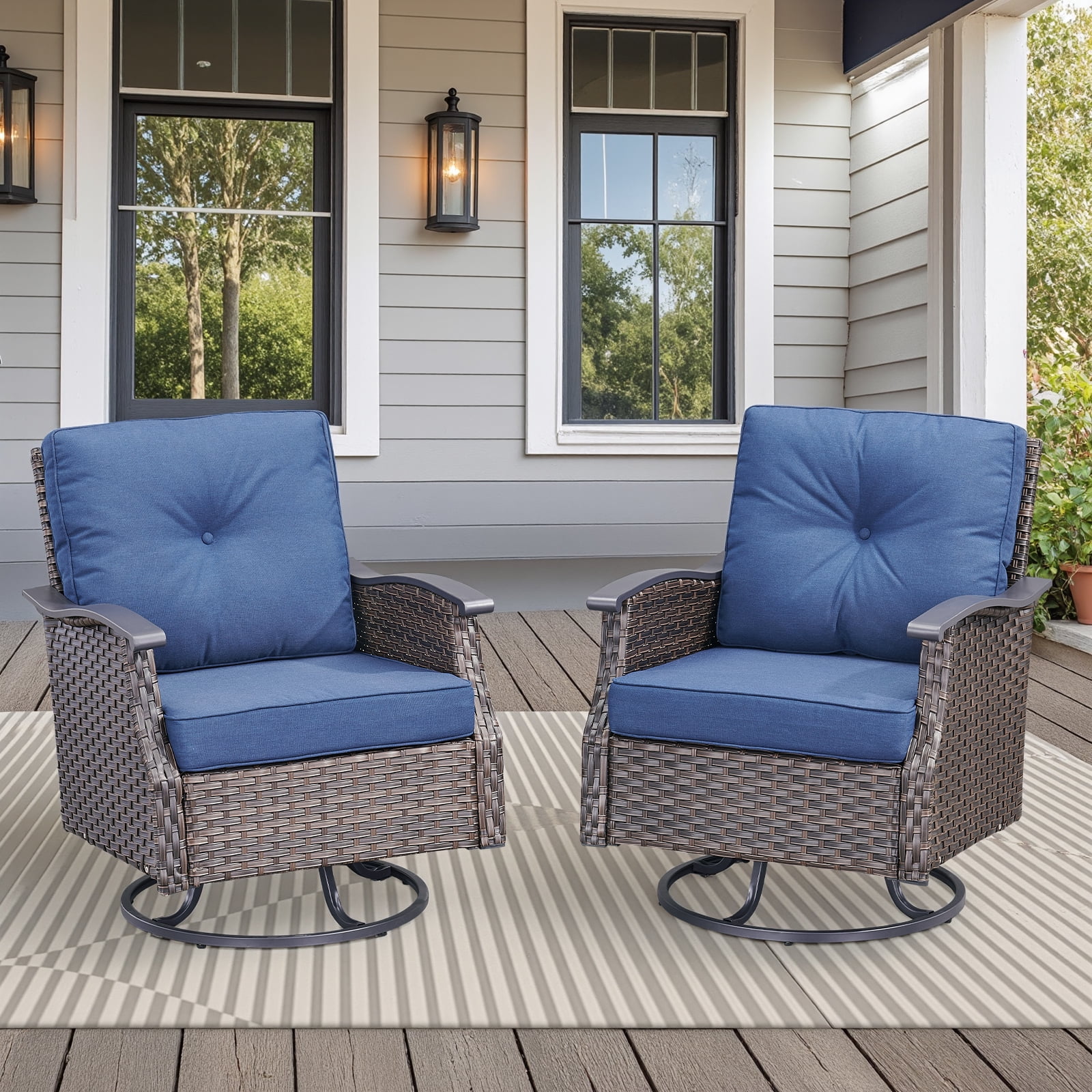 Swpormundo Outdoor Patio Swivel Rocker Chairs,Wicker Patio Swivel ...