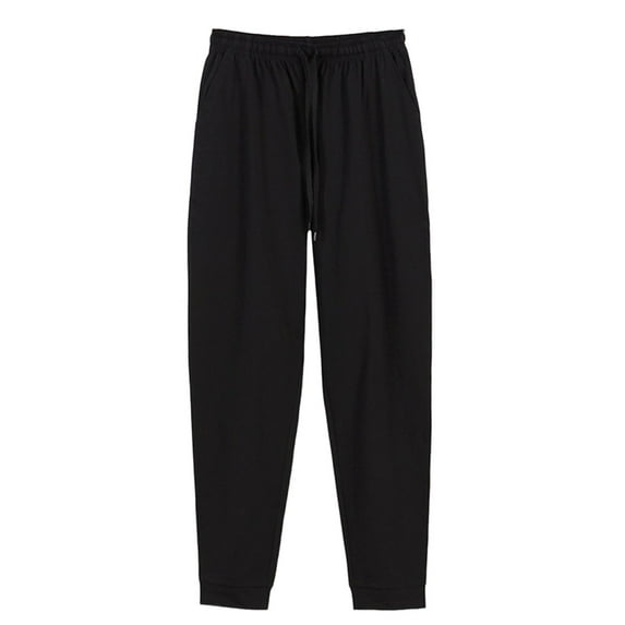 SROBPTY Mens Pajama Pants, Man Fashion Solid Loose Sleeping Pajamas Long Pants Black XL