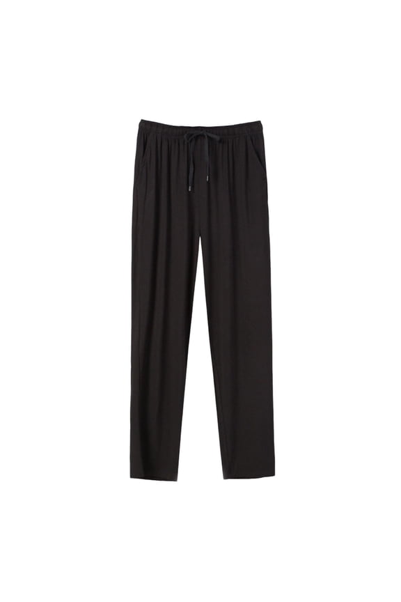 Mens Pajama Pants, Man Fashion Solid Loose Sleeping Pajamas Long Pants Black XL