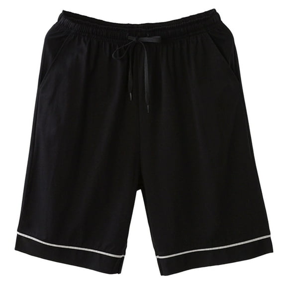 SROBPTY Mens Pajama Shorts, Man Fashion Solid Loose Sleeping Pajamas Shorts Pants Black XXXL