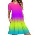 thumbnail image 1 of SROBPTY Womens Summer Dress, Casual Dress for Women, Women's Summer Casual Printed Short Sleeve T Shirt Mini Dresses with Pockets Purple M, 1 of 5