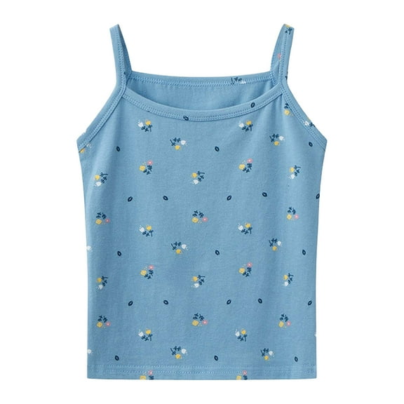 SROBPTY Toddler Girls Summer Tshirts, Girls' Summer Fashion Printed Camisole Sleeveless Top Blue 3-4 Years