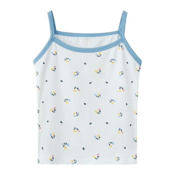 SROBPTY Toddler Girls Summer Tshirts, Girls' Summer Fashion Printed Camisole Sleeveless Top Light Blue 4-5 Years