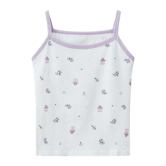 SROBPTY Toddler Girls Summer Tshirts, Girls' Summer Fashion Printed Camisole Sleeveless Top Purple 8-9 Years