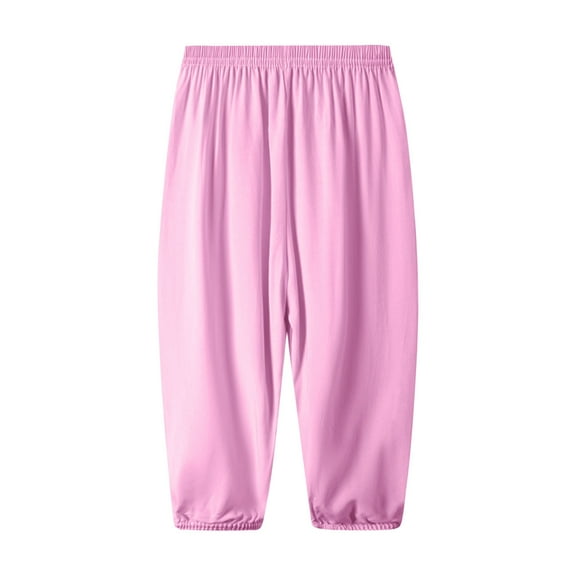 SROBPTY Toddler Pants, Children's Summer Casual Solid Elastic Waisted Sports Long Pants Pink 4-5 Years