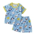 thumbnail image 1 of SROBPTY Toddler Summer Sets, Toddler Kids Boys Girls Casual Printed Short Sleeve Tshirts and Shorts Thin Home Clothing Two Piece Set Blue 2-3 Years, 1 of 5