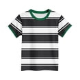 thumbnail image 1 of SROBPTY Toddler Summer Tshirts, Children's Casual Stripe Printed Round Neck Short Sleeve T-shirt Black 7-8 Years, 1 of 4