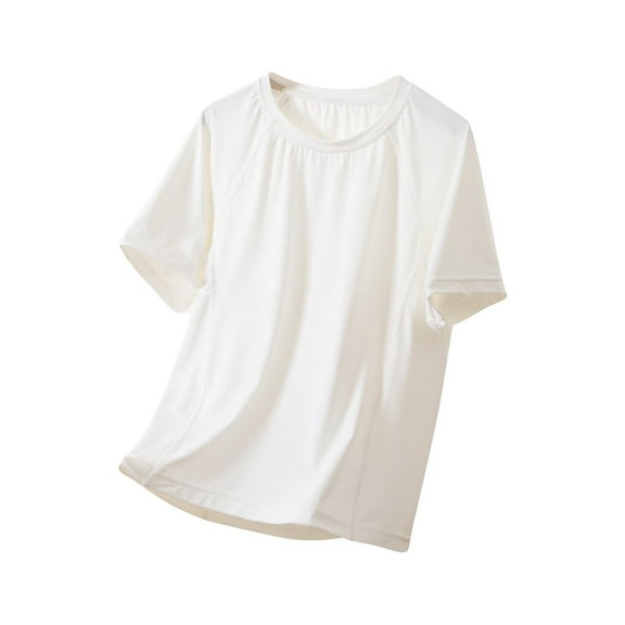 SROBPTY Toddler Summer Tshirts, Children's Summer Breathable Solid Short Sleeve Round Neck Sports T-shirt White 5-6 Years