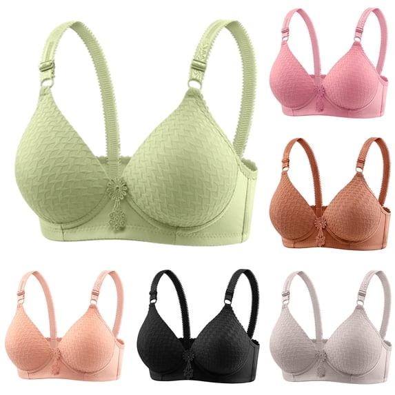 Swstbby Womens Bras Plus Size, Bras for Women, Woman's Solid Thin Breathable Back Buckle Bra without Steel Rim Pink 36