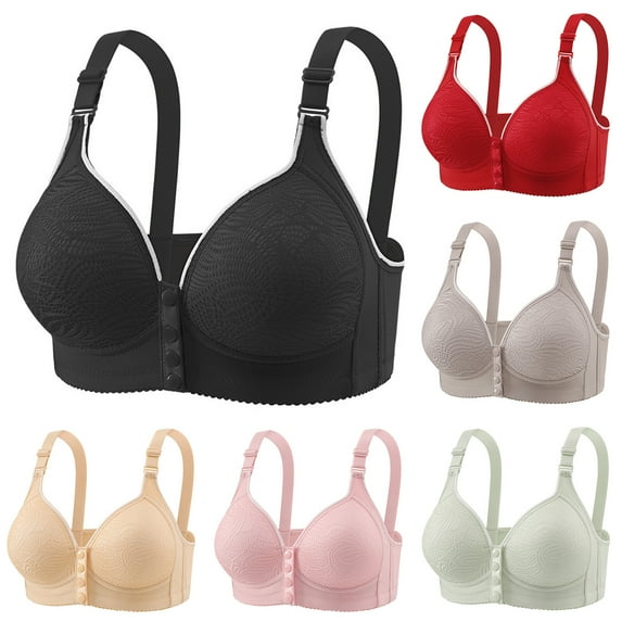 SROBPTY Womens Bras Plus Size, Bras for Women, Women's Daily Leisure Front Buckle Underwear Daily Bra without Steel Ring Beige 38