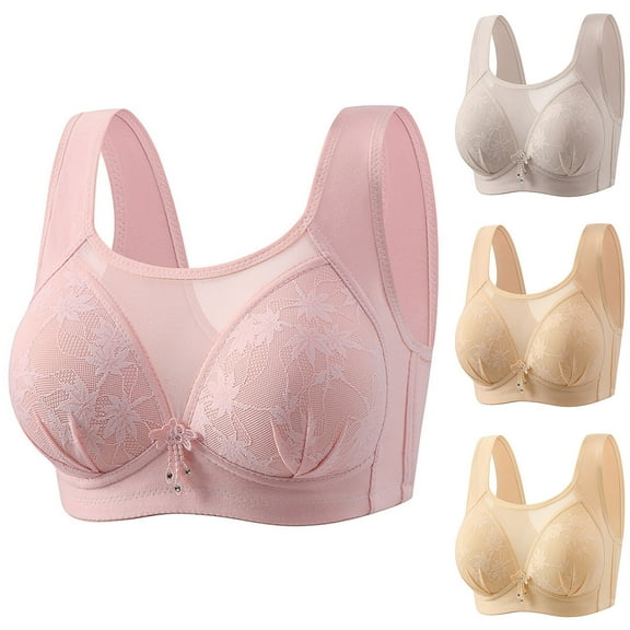 Swstbby Womens Bras Plus Size, Bras for Women, Women's Solid Backless Seamless Push Up Underwear Everyday Bras Pink L