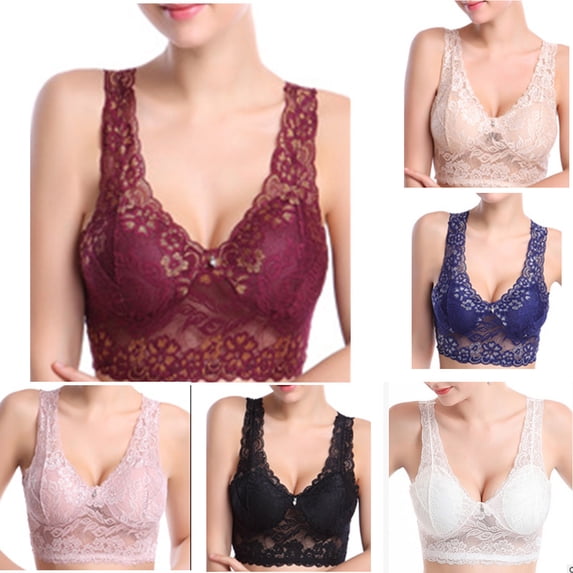 SROBPTY Womens Bras Plus Size, Bras for Women, Women's Solid Color Lace Backless Seamless Underwear Everyday Bras White M