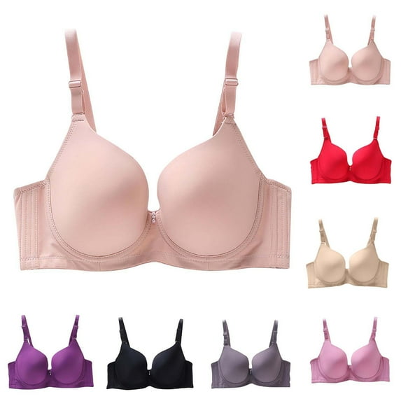 SROBPTY Womens Bras Plus Size, Bras for Women, Women's Solid Color Sleeping Underwear Daily Bra with Steel Ring Pink 95C