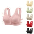 thumbnail image 1 of SROBPTY Womens Bras Plus Size, Bras for Women, Women's Thin Solid Front Button Large Size Gathering Bra Underwear Black XXXL, 1 of 3