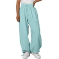thumbnail image 1 of SROBPTY Womens Fall Pants, Wide Leg Pants for Women, Women's Solid Color High Waisted Casual Baggy Wide Leg Pants with Pocket Light Blue XXL, 1 of 5