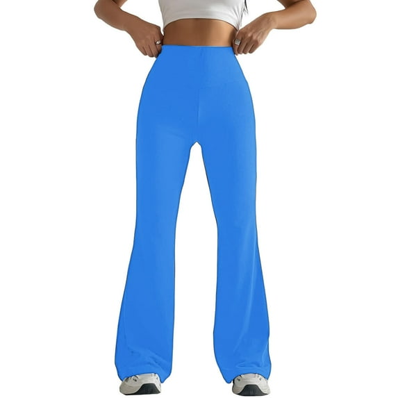 SROBPTY Womens Fall Pants, Yoga Pants for Women, Women Solid Color Tight Hip Shaping Flared Leg Yoga Pants Blue M