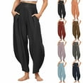 thumbnail image 1 of SROBPTY Womens Pants Plus Size, Summer Pants for Women, Women's Summer Solid Color Breathable Double Sided Pocket Long Pants Orange XXL, 1 of 4