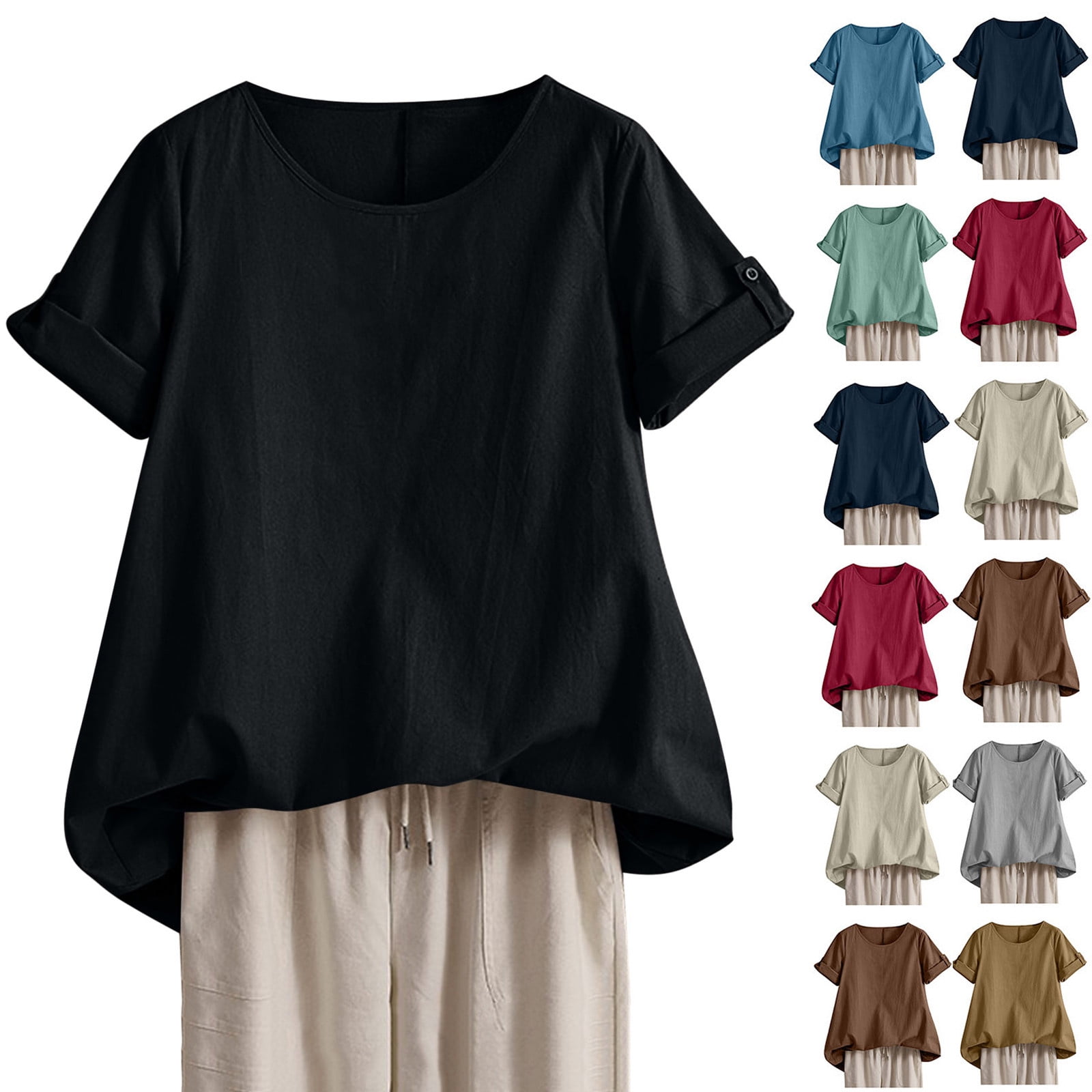 Summer Women Casual Plus Size Strap Shoulder T-Shirt Top main image 0