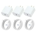 thumbnail image 1 of janyone 20W USB-C Fast Charger, 3 Pack Wall Charger with 6FT USB-C Cable for iPhone 14/13/12/11/Pro/Pro Max, 1 of 6