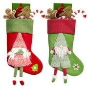Swtroom Gnome Christmas Stockings Personalized 3D Santa Braid Beard Socks 18inch Gifts Fireplace Holiday Xmas Party Decorations 2 Pack