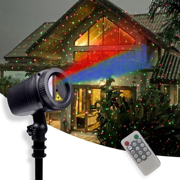 Christmas Laser Stars Projector Lights 3 modes Remote Control Waterproof Timer for Holiday Party Garden,Red & Blue