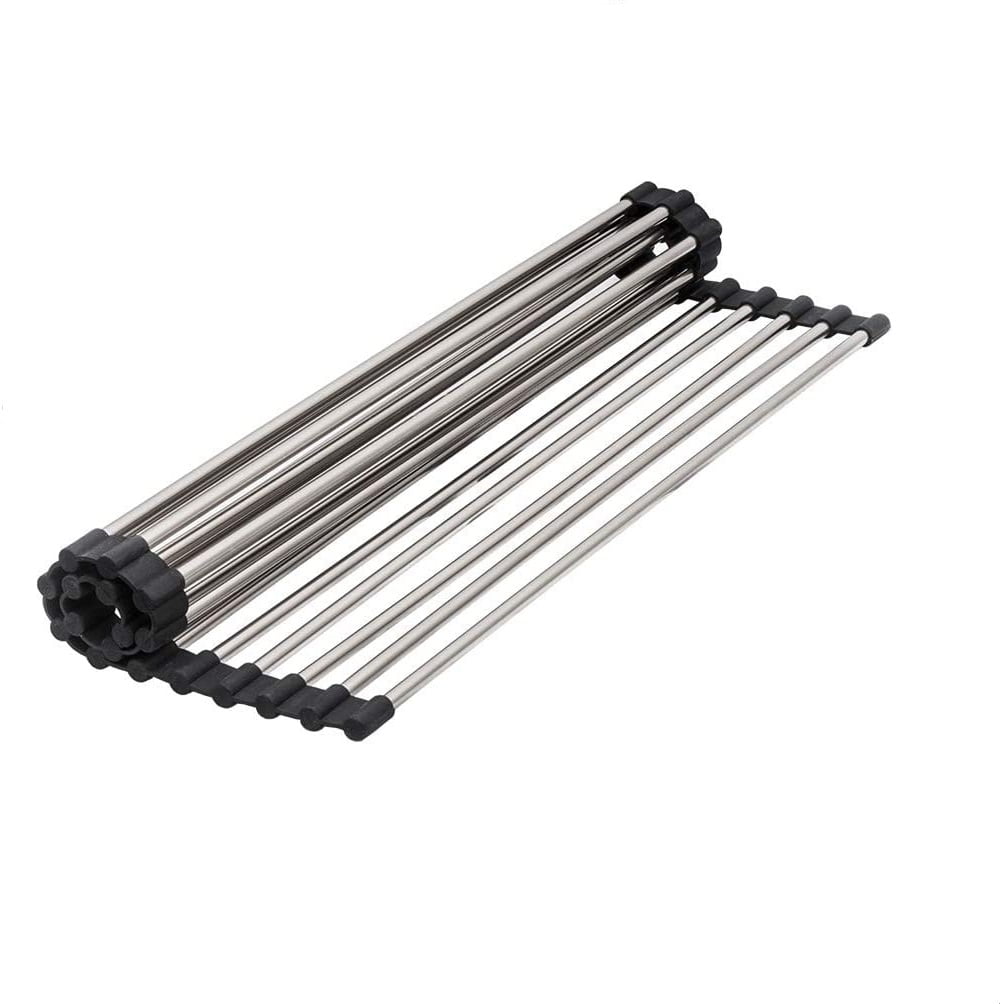 Swtroom Roll up Rolling Dish Drainer Foldable over the Sink Drying Rack
