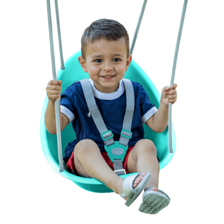 Swurfer Coconut Toddler Swing – Comfy Baby Swing Outdoor, Safe Quick Click Locking System, Easy Installation, Ages 6 - 36 Months, Teal