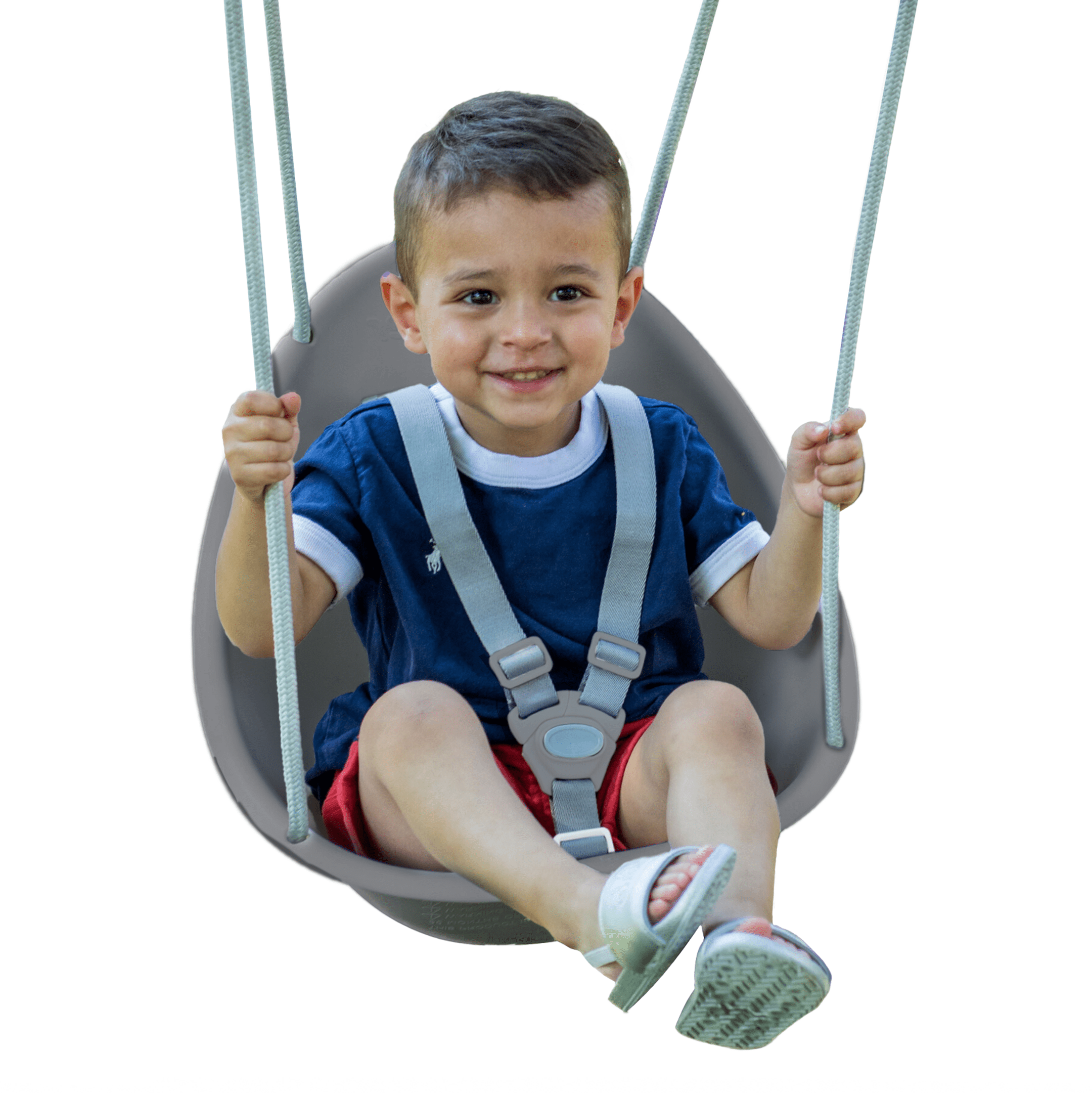 Swurfer Coconut Toddler Swing – Comfy Baby Swing Outdoor, Safe Quick Click Locking System, Easy Installation, Ages 6 - 36 Months, Gray