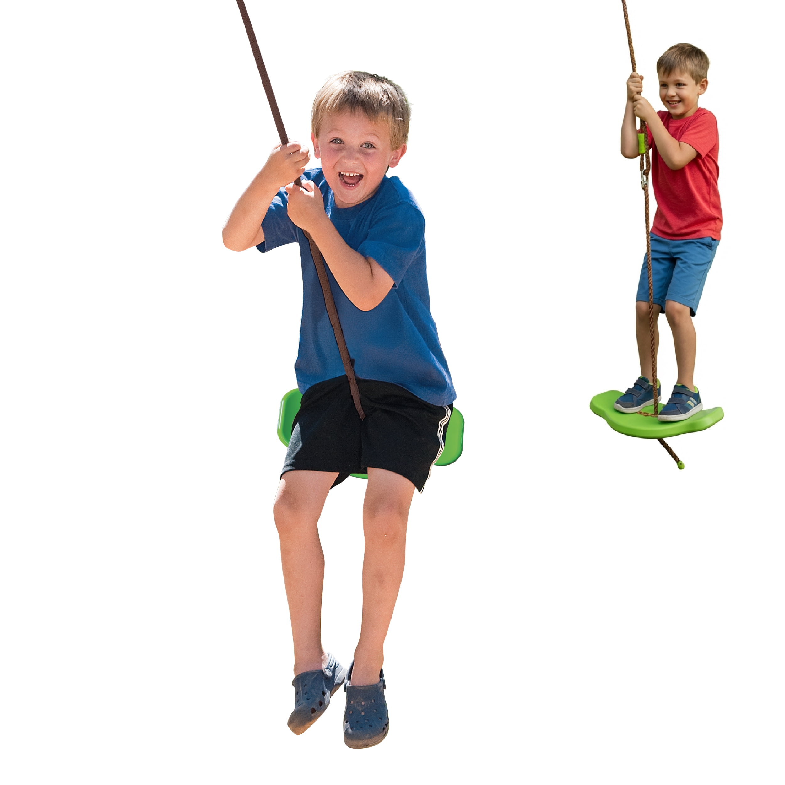 Swurfer Tree Swing Sets for Backyard - Outdoor Swing Seat for Kids, Swingset Outdoor Playset, Easy Installation, Durable, Heavy Duty Braided Rope, Weatherproof, Up to 150 lbs, Ages 4+, Green/Brown