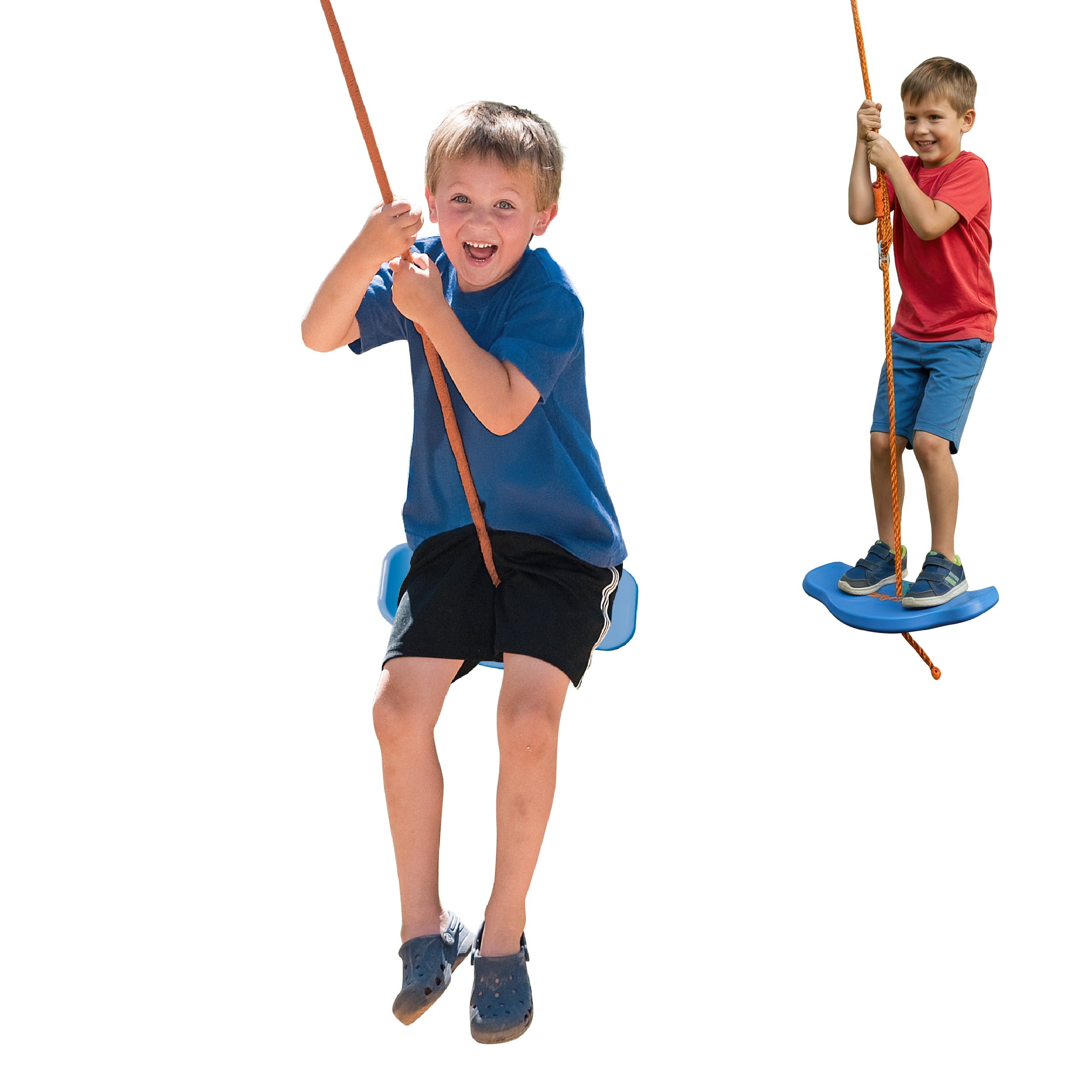 Swurfer Tree Swing Sets for Backyard - Outdoor Swing Seat for Kids, Swingset Outdoor Playset, Easy Installation, Durable, Heavy Duty Braided Rope, Weatherproof, Up to 150 lbs, Ages 4+, Blue/Orange