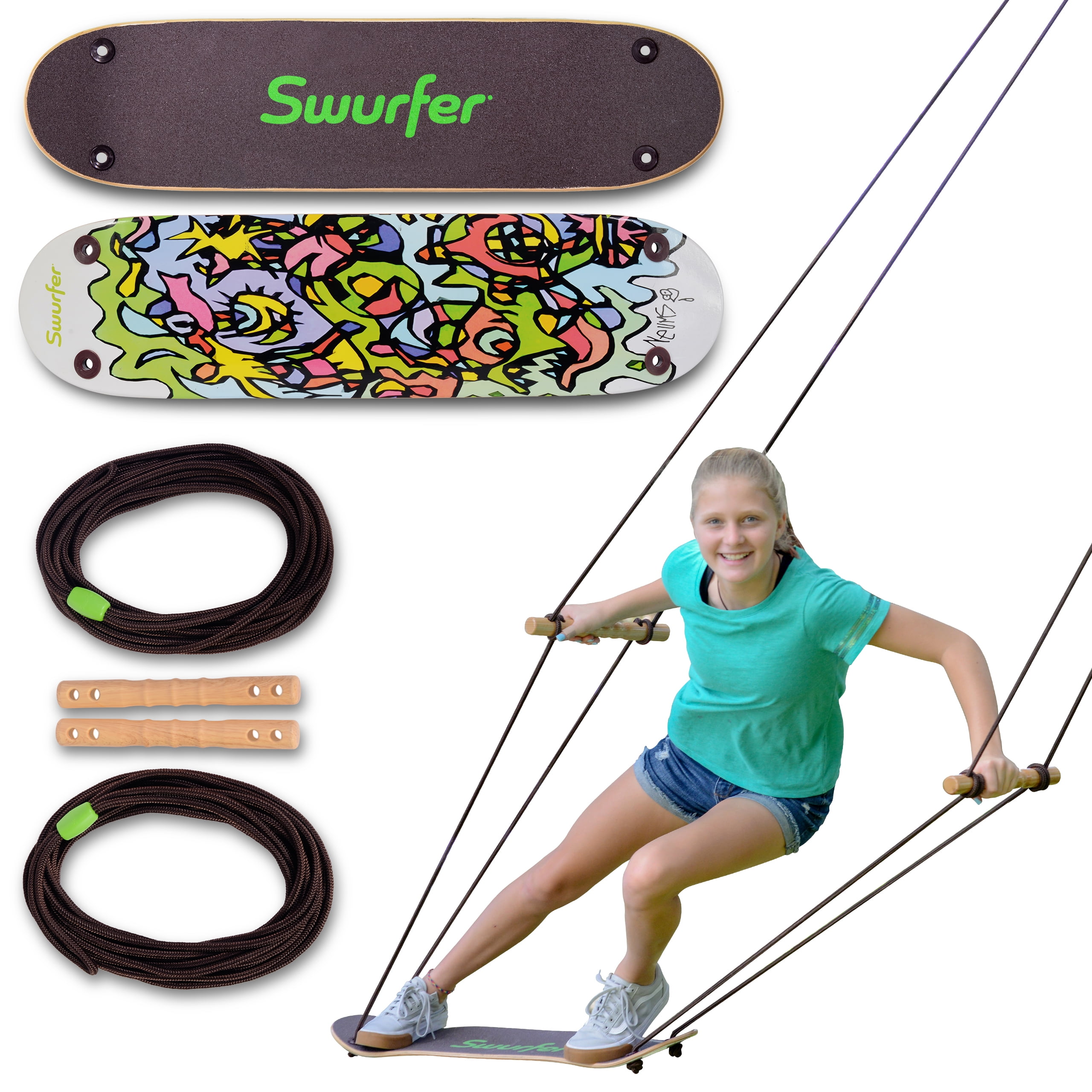 Undawadda 31-Inch Wooden Outdoor Skateboard Swing with Grip Tape