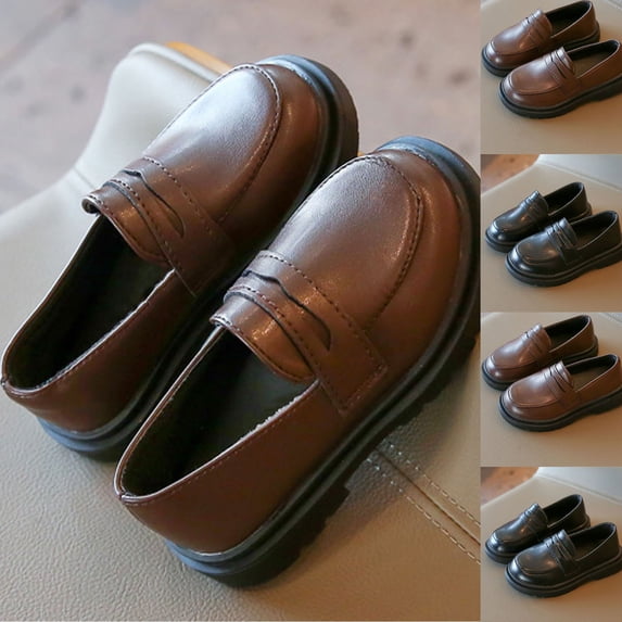 Swuxness Big Girls Leather Shoes Solid Color Tape Casualed for Girls Daily Outdoor Leisure