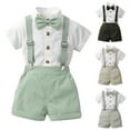 thumbnail image 1 of Swuxness Boys 2 Piece Suits Summer Casual Short Sleeve Shirt Short Pants Formal Outfits, 1 of 5